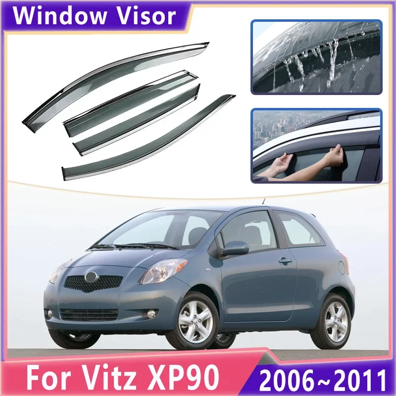 Car Windows Visor For Toyota Vitz XP90 Hatch 2006~2011 Yaris Daihatsu Charade Rain Guard Deflectors Covers Accessories 2007 2010