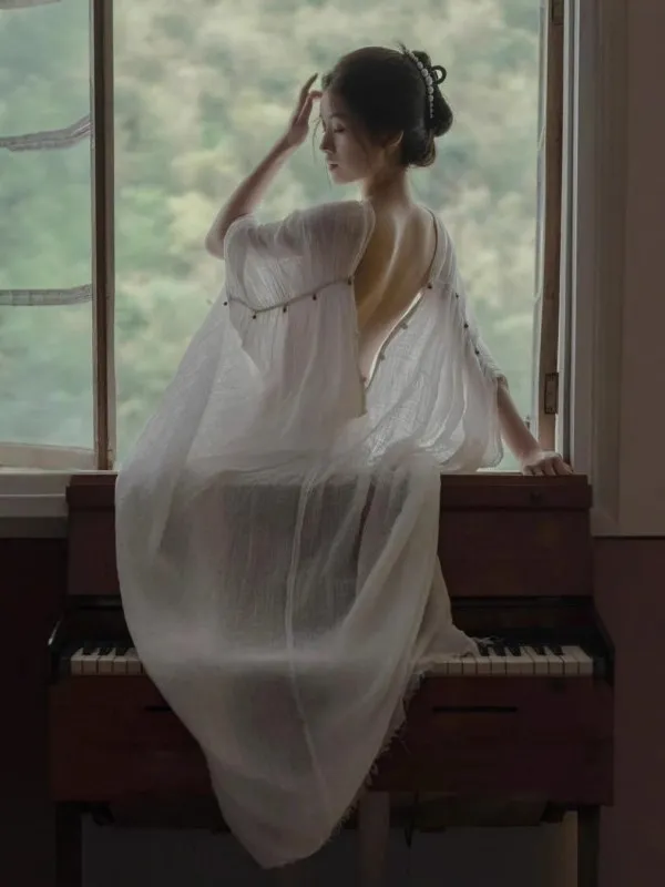 

New Chinese Style Cotton Linen Cool Feeling National Wind Goddess Dress Buddhist Zen Style Women's Photography Long Skirt