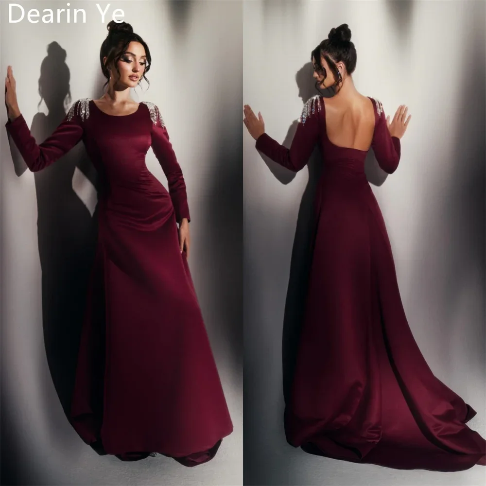 

Customized Prom Gown Dearin Scoop Neckline A-line Floor Length Skirts Tassel Draped Open Back Bespoke Occasion Dresses Evening F