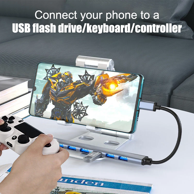 PC 노트북용 USB C 타입 고속 멀티 분배기, 7 포트, 5Gbps 고속 데이터 변속기, 멀티 포트, USB A 허브 포트