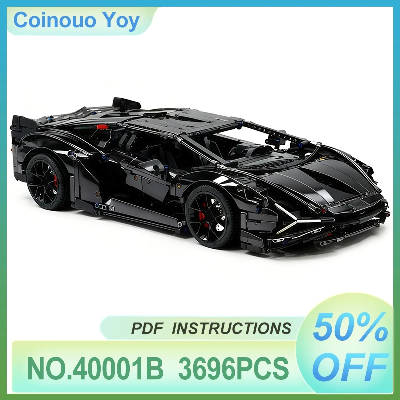 

Роскошный глянцевый черный рыцарь 40001, технический супергоночный спортивный автомобиль, 1:8, модель строительных блоков, головоломка, игрушка «сделай сам», рождественский подарок для детей