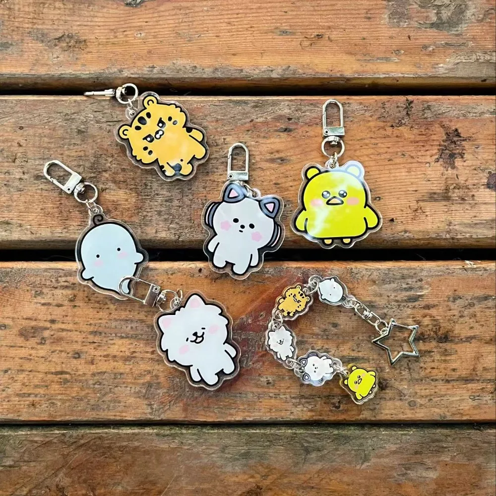 Kpop Cartoon Character Keychain SAKURA CHAEWON YUNJIN KAZUHA EUNCHAE Album FIM'S CLUB Pendant Keyring Backpack Acccessories