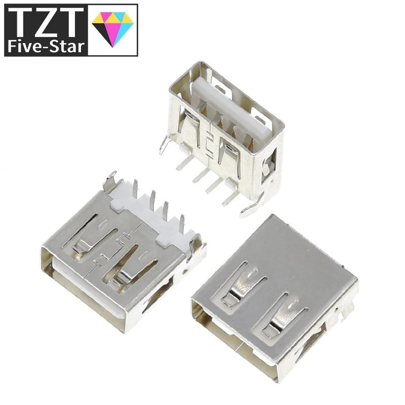 TZT 10/30Pcs USB Type A Standard Port Female Solder Jacks Connector Socket USB-A Type for Electronic component