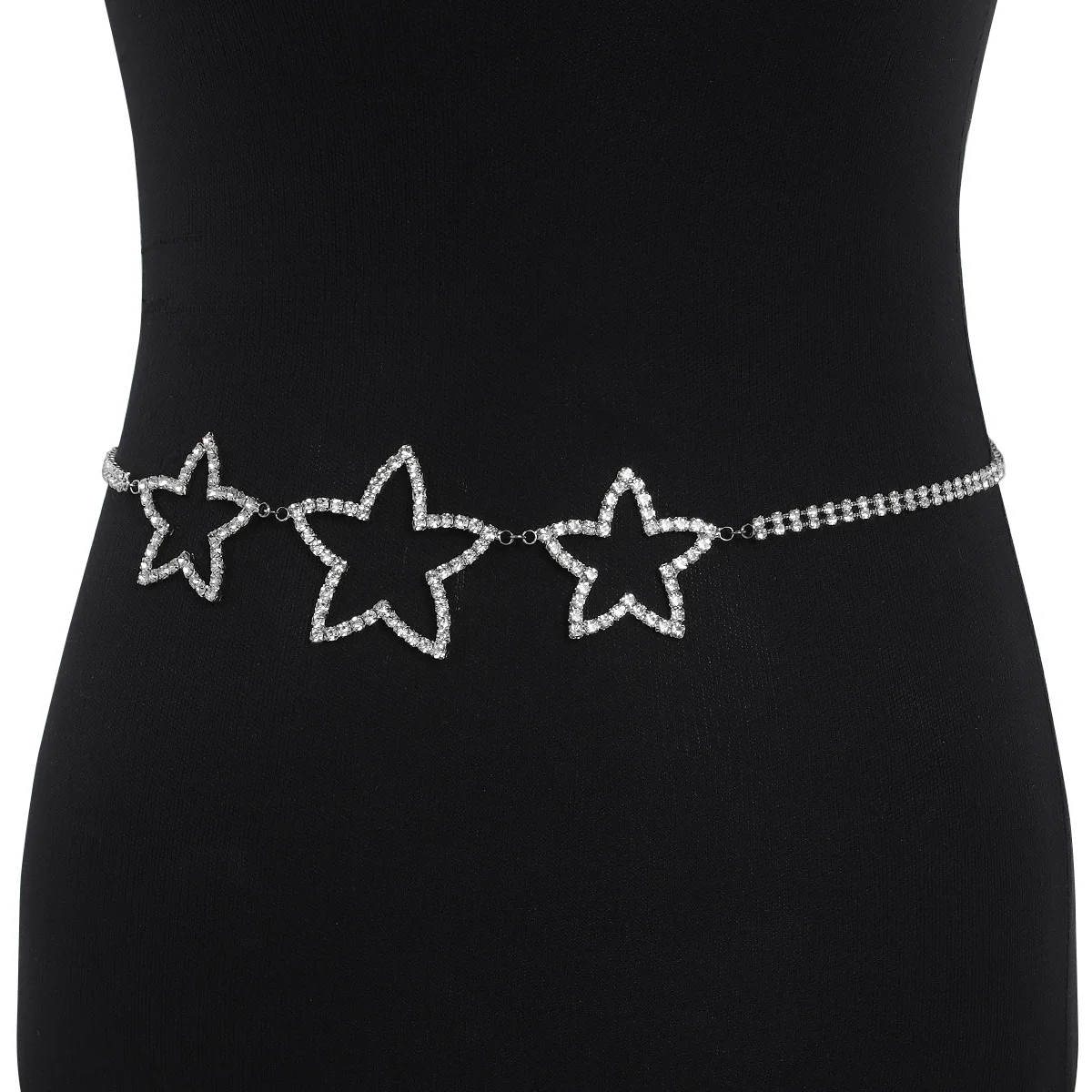 Fashionable Monolayer Star Shaped Rhinestone Waist Chain Nightclub Women's Body Chain Jewelry