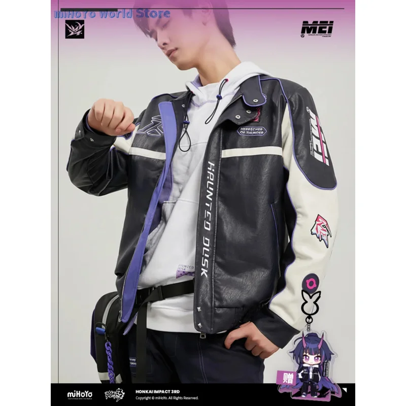 MiHoYo Official Honkai Impact 3 Raiden Mei Themed PU Jacket HERRSCHEER OF THUNDER Doujin Raiden Coat Unisex Top Birthday Gifts