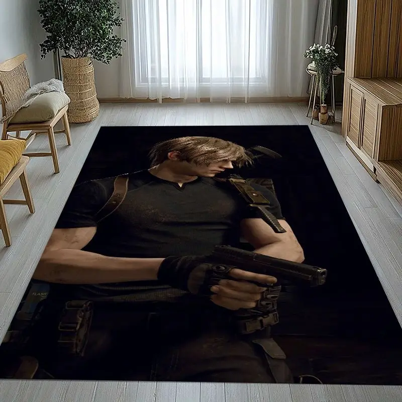 Vintage Game R-Resident Evil Leon Soft Non-Slip Area Rug for Living Room,Bedroom Playroom Carpet Mat for Sofa,Home Decor Gift