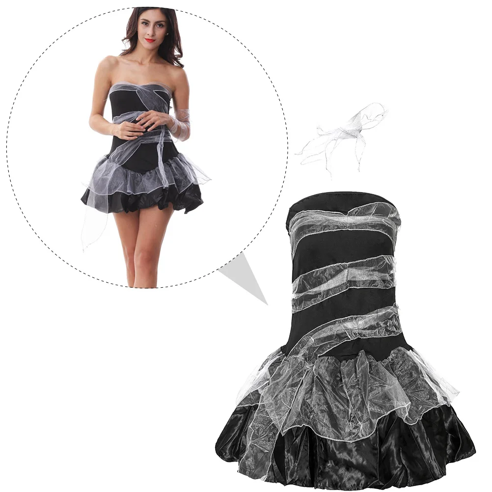 

1pc Halloween Ghost Bride Dress Party Costume Polyester Fiber Comfortable Party Clothes Costume Dress