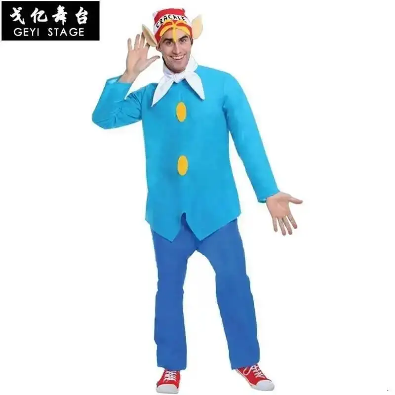Kellogg arroz crujiente maravilloso disfraz de cosplay para bebé niño con ojos blancos craquelados sonrisa azul trajes para adultos