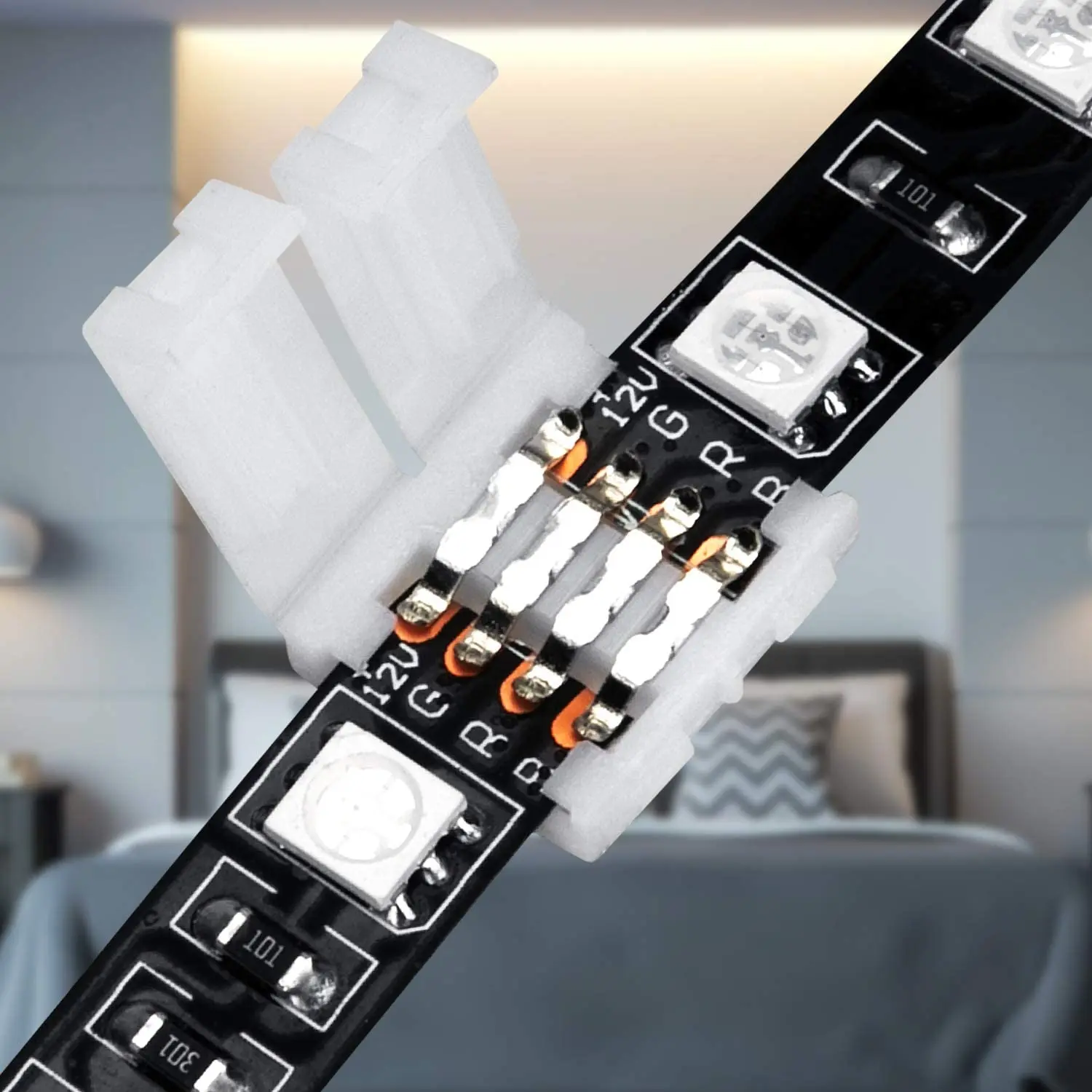 Y50A-50 Packs 4-Pin RGB LED Light Strip Connectors 8Mm Gapless Solderless Adapter Terminal Extension For SMD 3528 LED Strip