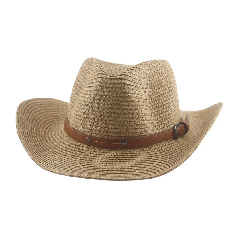 

Cowboy Hat Western Cowgirl Straw Hats Panama Summer Windproof Sun Protection Hats for Women Men Hat Solid Caps Sombrero Hombre