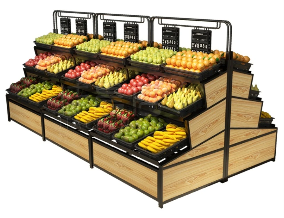 معدات السوبر ماركت، أسعار الفواكه والخضروات مناسبة، سلال معلقة، مع سلال، وحامل عرض الطعام الطازج