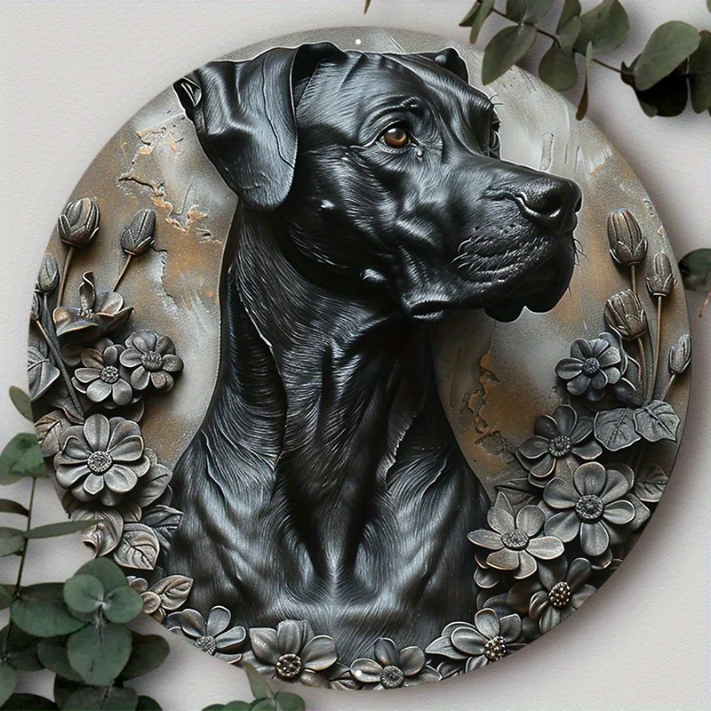 

Aluminum Metal Sign, 2D Flat Circular Wreath Logo, Tavern Club Home Scene Decoration, Doberman, Suitable for Various Scenarios