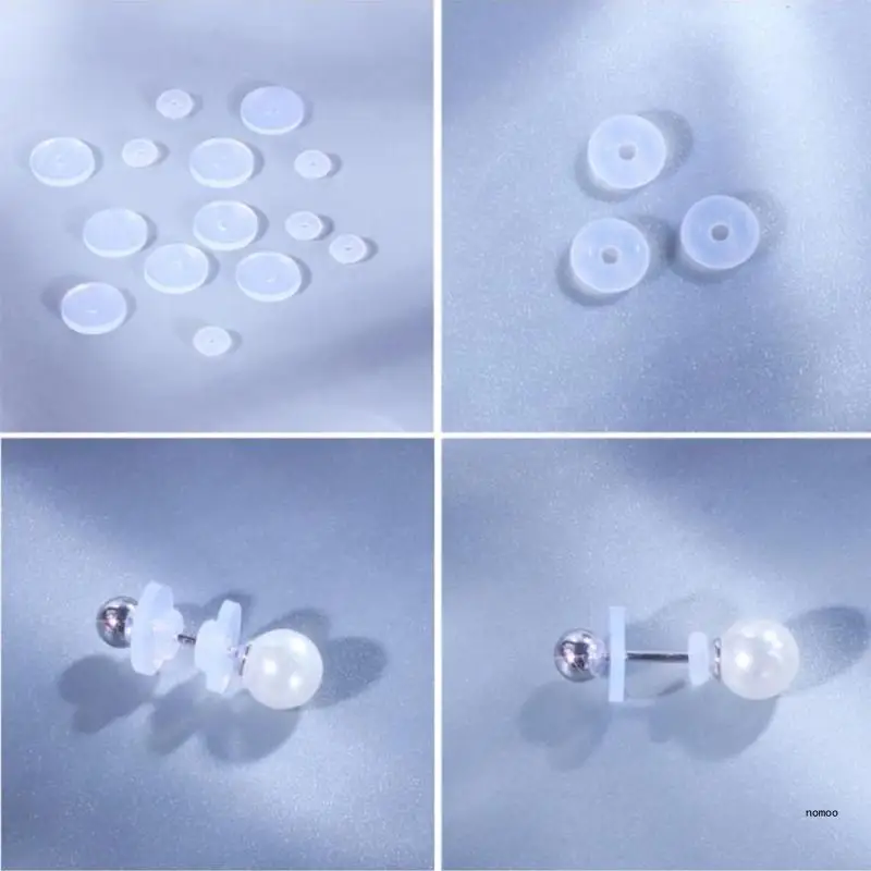 60x Silicone Piercing Disc Stabilize Earrings Earlobe Support Patches Plastic Discs for Earring Back Clear Disc Pads