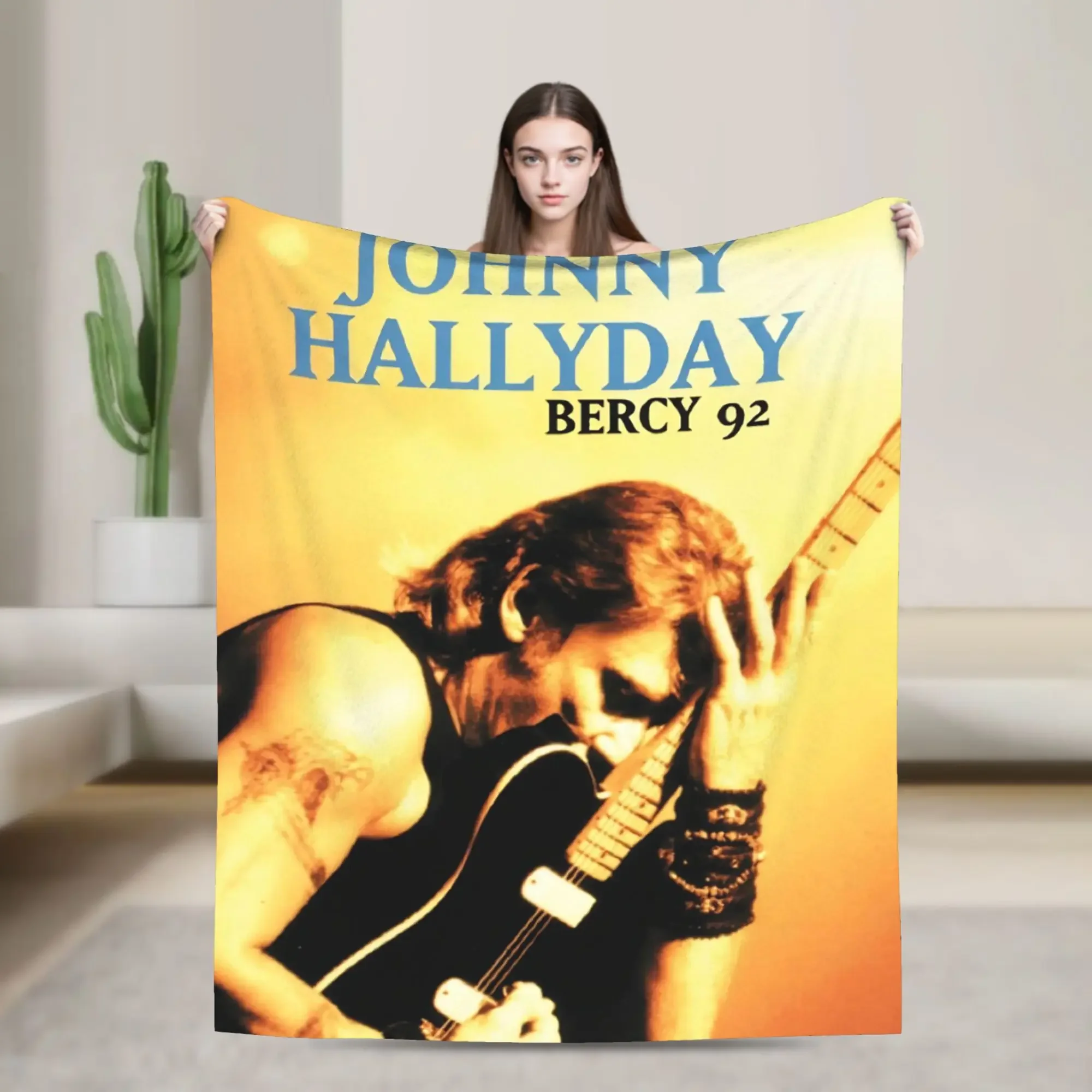 Rock Star Johnny Hallyday Blanket  Street Trend Plush Throw Blanket For Living Room Airplane Travel Flannel Bedspread Bed Cover