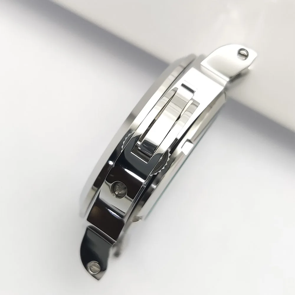 حافظة ساعة NH35 فضية 40 ملم حافظة كريستال ياقوت 5ATM مناسبة مع حافظة مقبض لقرص NH35 NH36 4R36 عيار 28.5 ملم.