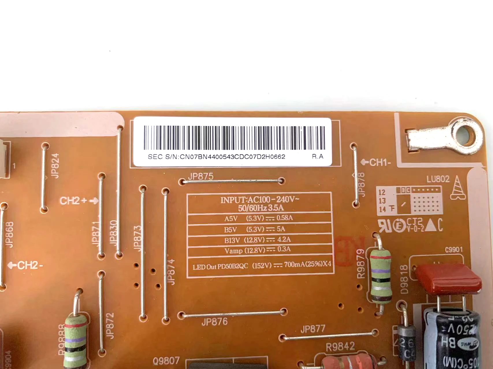 BN44-00543C = BN44-00543A = BN44-00543B PD50B2Q_CDY Power Supply Board is for UN65ES6500F UN65ES6550F UE50ES6710U UE50ES6990S TV