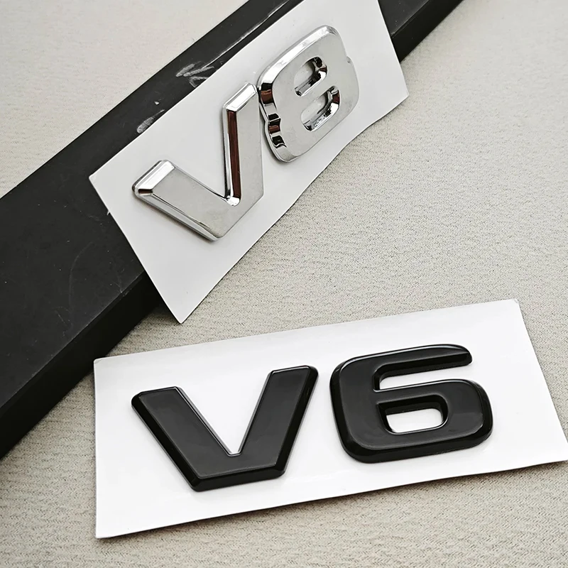 

ABS Black Logo V6 V8 Leters Car Fender Side Sticker Emblem For Mercedes Menz GT G63 G65 S500 GLE450 GLS450 E53 Accessories