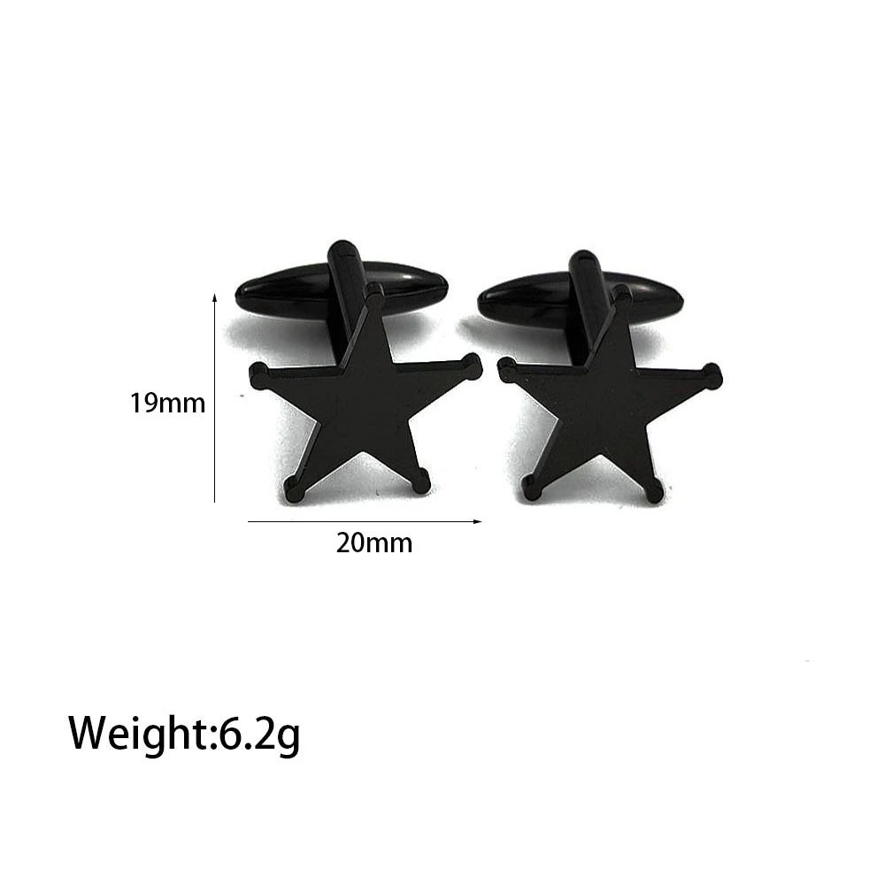 Five Pointed Star Versatile Formal Accessories Cufflinks Available in Gold Silver and Black Colors Men's Business Sleeve Studs