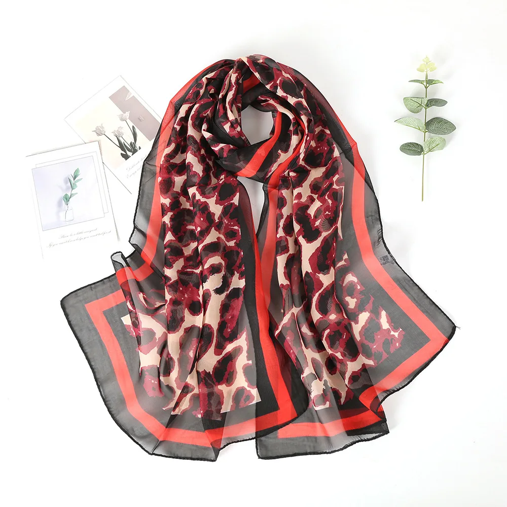 1 sexy leopard print vintage scarf, new women's versatile breathable lightweight shawl.
