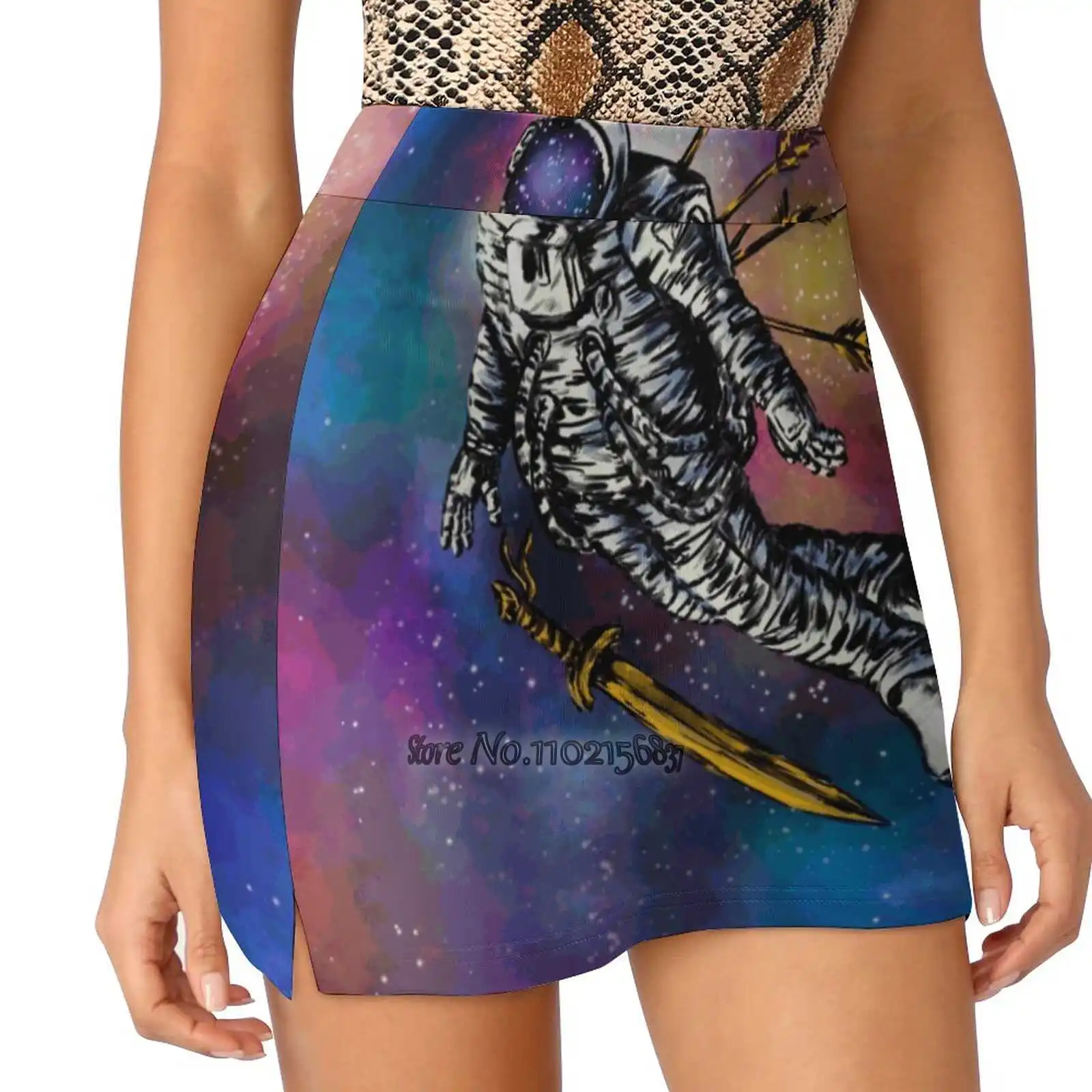 Skyward Expansion Large Cosmic Background Women Mini Skirt Two Layers With Pocket Skirts Sport Fitness Running Skorts Cosmic