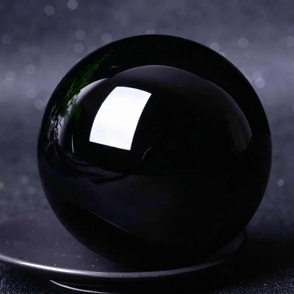 C5 20-60mm Asian Natural Black Obsidian Sphere Quartz Crystal Magic Ball Healing Reiki Rock Stone Collectibles Without Base