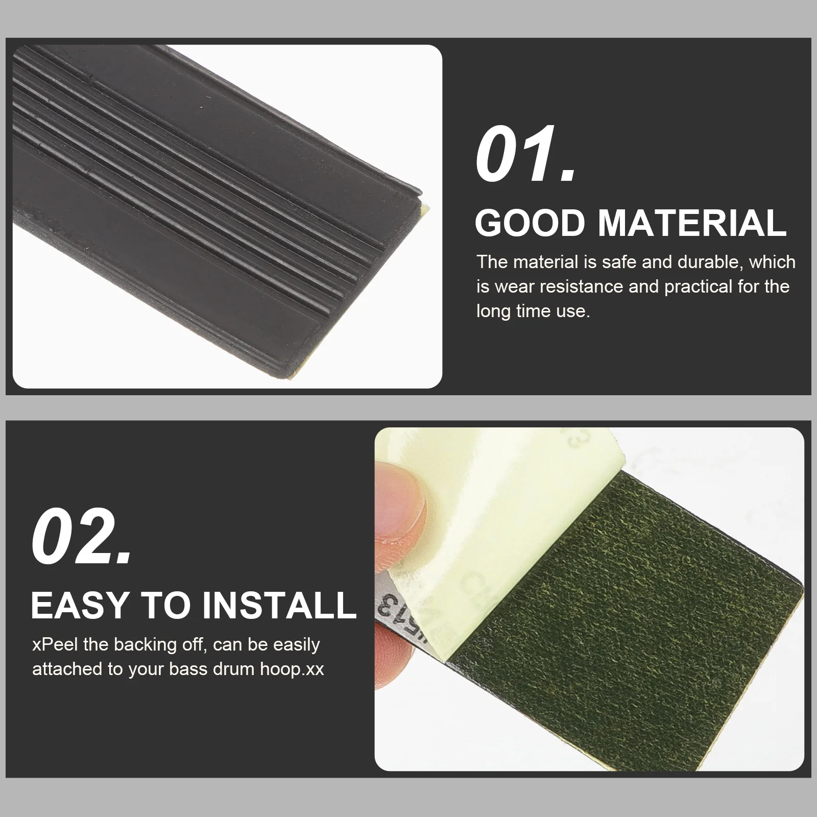 

2Pcs Bass Drum Antiskid Pads Rubber Guard Replacement Cushion for Drum Pedal Foot Protector Non-Slip Mat Instrument Accessory