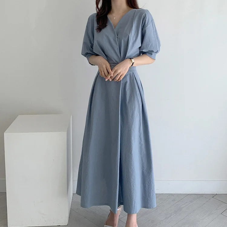 Estate delle nuove donne Dr Chic Coreano Sle Gentle Aosphere Vita-Articamento Dimagrante Lungo Dr Pendolarismo Regular ort Sve