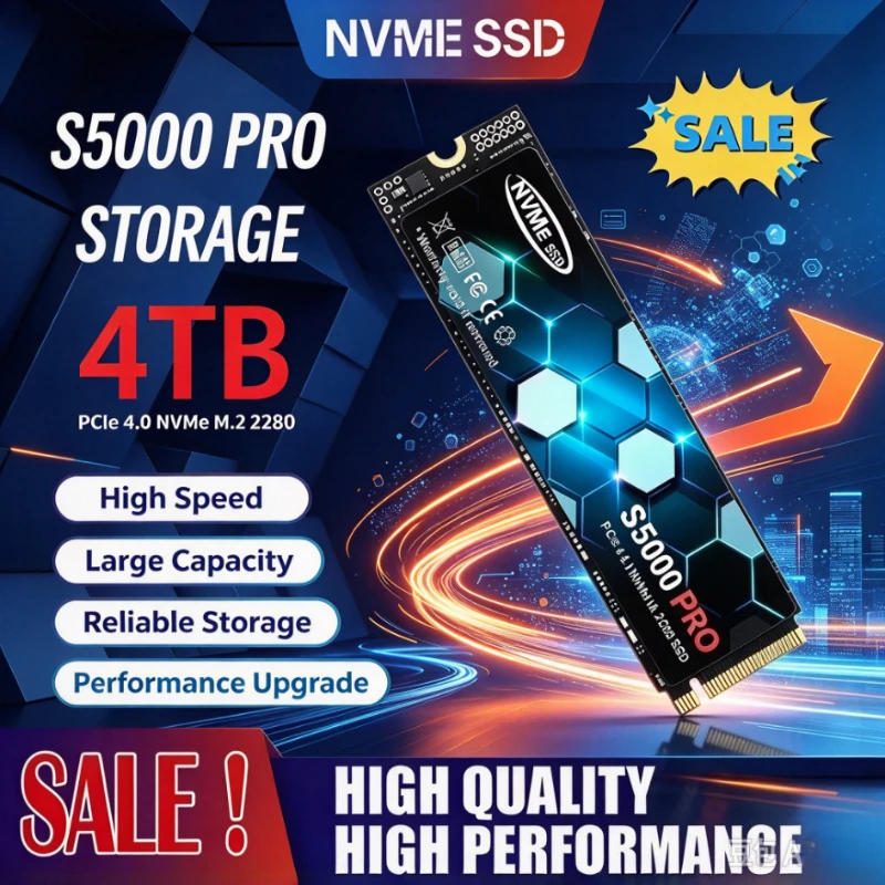 Original S5000 PRO M.2 SSD Hard Disk 2TB 4TB NVMe M2 SSD 500GB PCIe 4.0 Internal Solid State Drive For Laptop Desktop PC