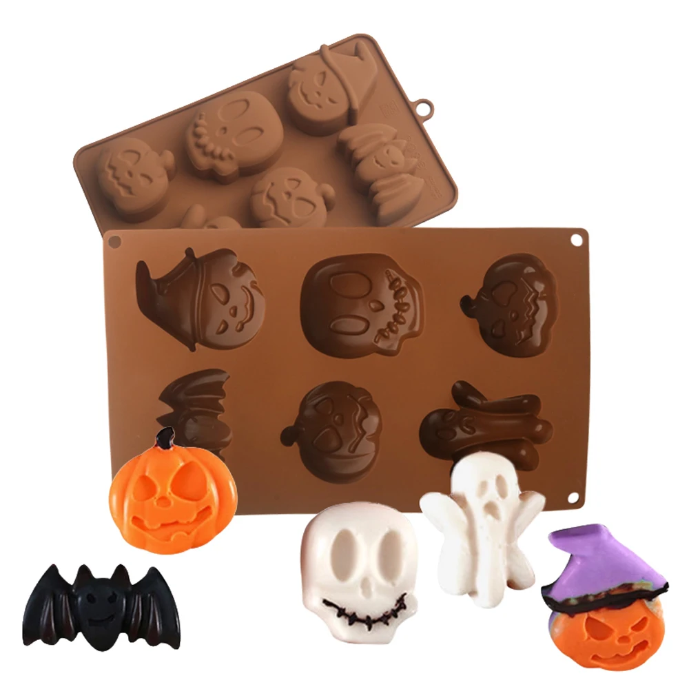 Halloween Pumpkin Skeleton Bat Ghost Design Silicone Cake Mould Halloween Chocolate Mold Dessert Tools Kitchen Supplies