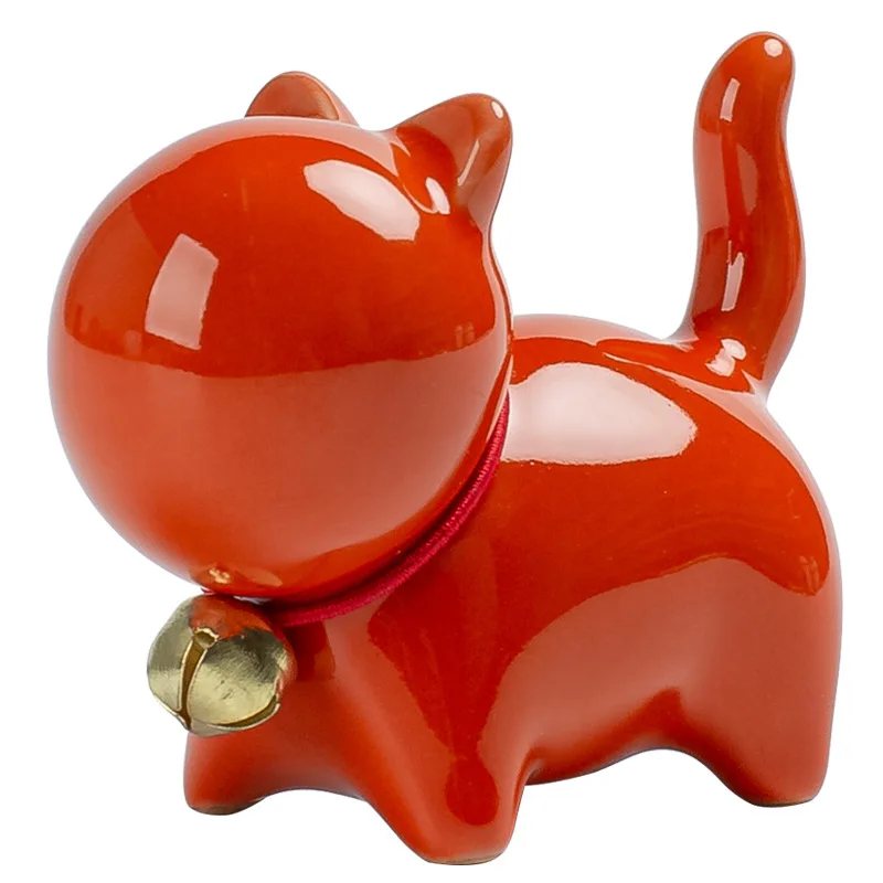 Modern Design Ceramic Kitten Ornament Micro Landscape Tea Pet Vertical Pattern Interior Desktop Home Decoration Accessories