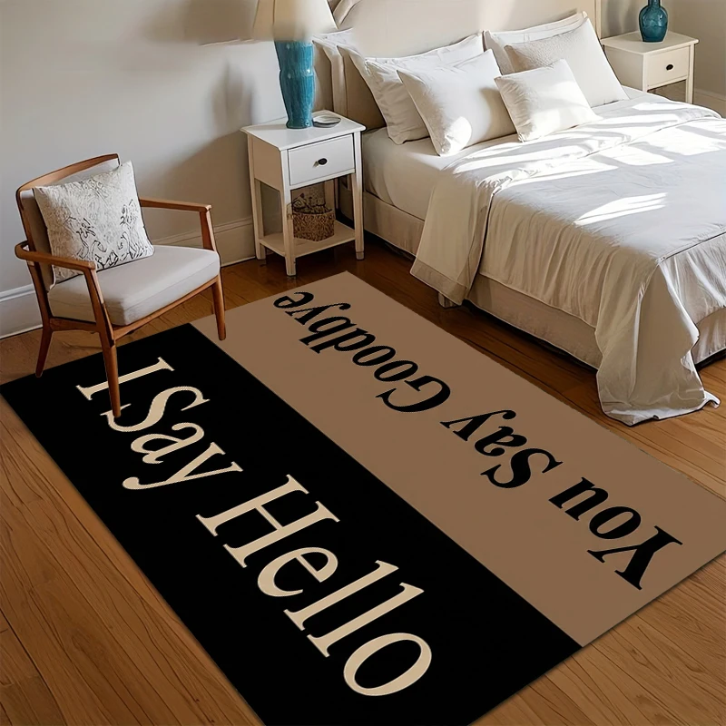 Funny I Say Hello You Say Goodbye Doormat Humorous Entryway Rug Housewarming Gift for Friends Playful Cozy Home Decor Minimalism