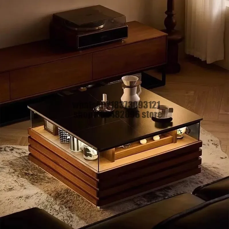 Designer Wood Coffee Table Living Room Nordic Industrial Storage Coffee Table Minimalist Unique Mesa Auxiliar Home Furniture