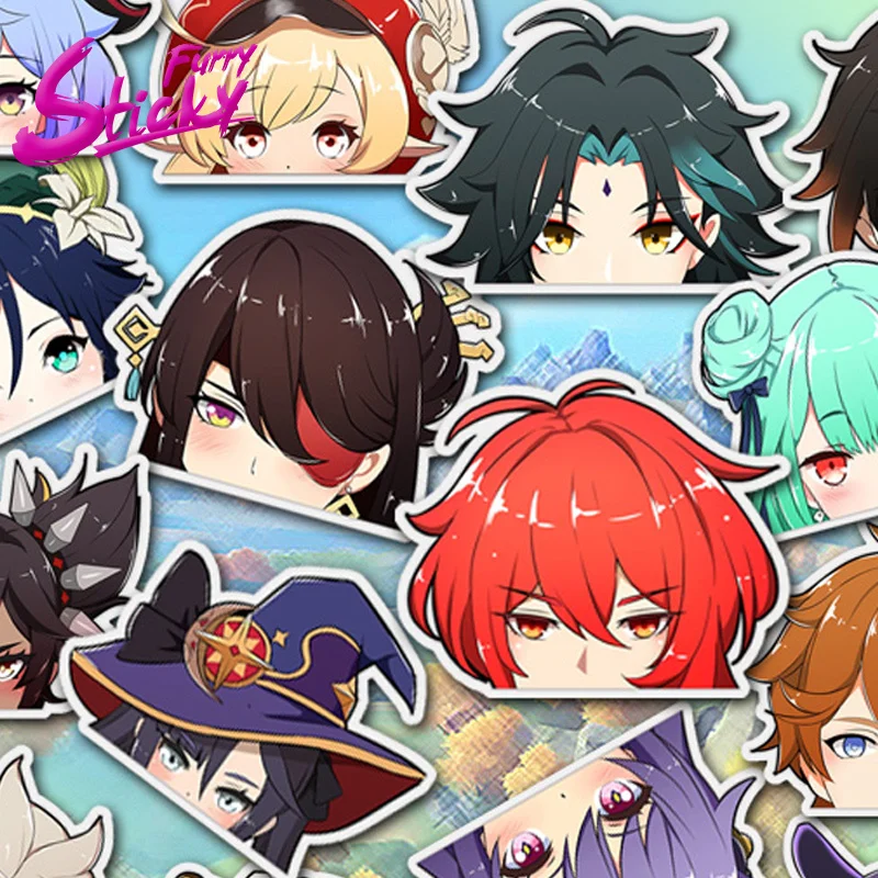 

Genshin Series Sticker Mona Ganyu Keqing Peeking Anime Sticker Decal Waterproof Sunscreen Laptop Helmet Sticker