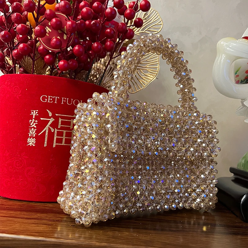 Crystal Bead Bag Handbags Wholesale Wedding Portable Holiday Gifts Party Clutch Purses Handle Female Women Evening Customizable