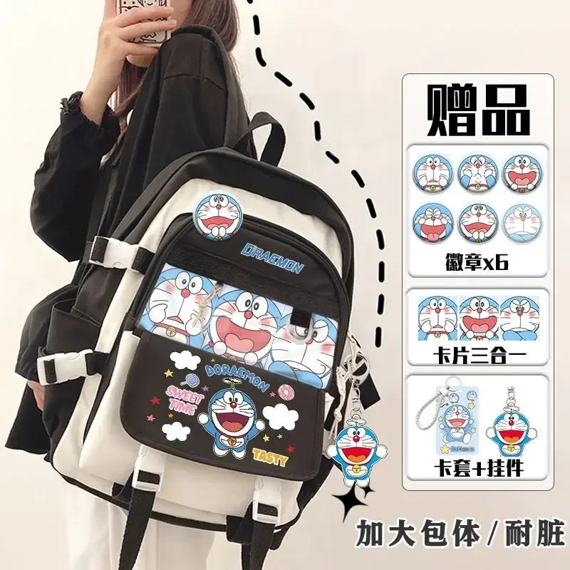 Doraemon cartoon Schoolbag Large Capacity High School Junior boy and girl Backpack Primary School fashion Backpack 32x47x18cm