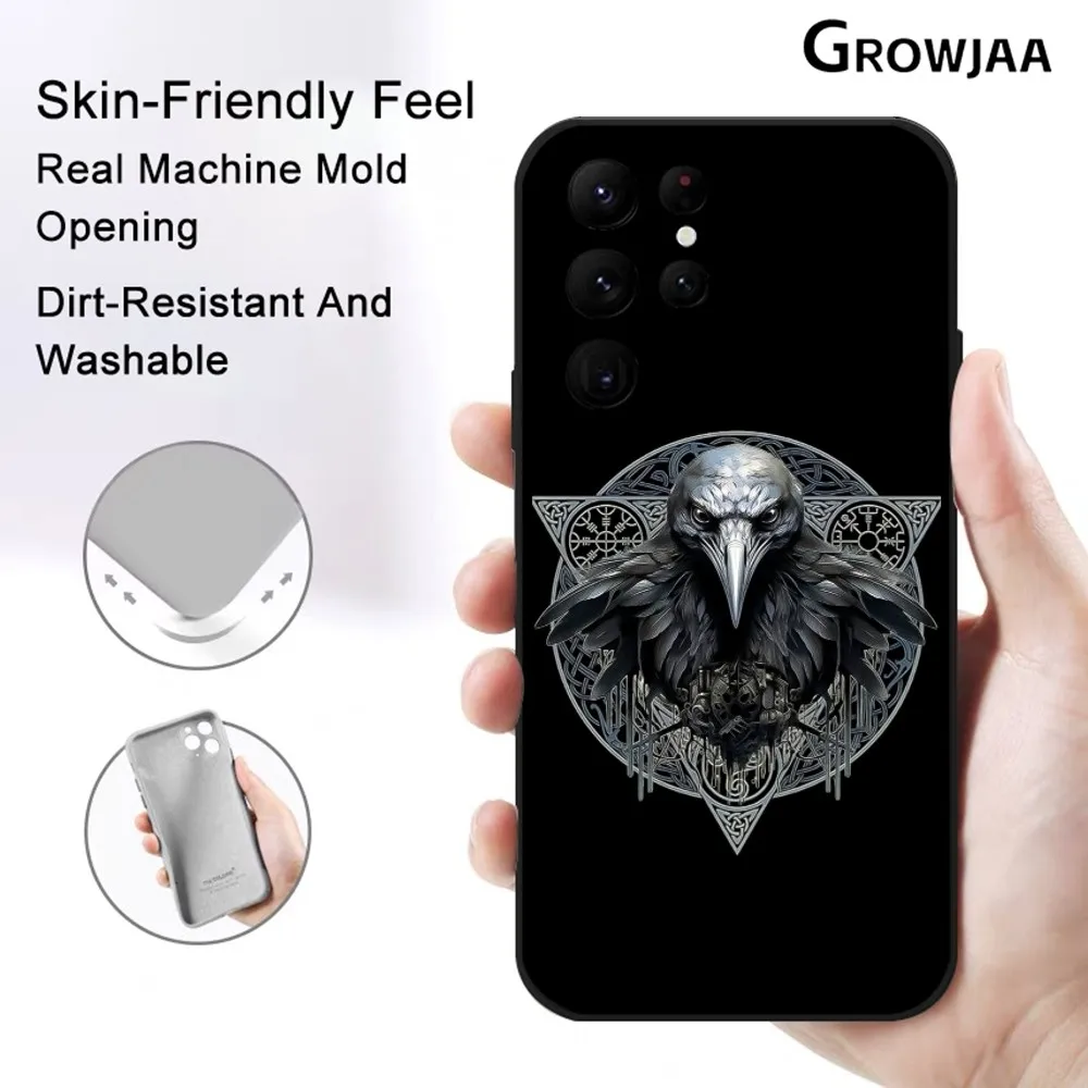 Odin Ravens N-Norse Myth Phone Case For Samsung Galaxy S25 S24 S22 S23 Ultra S21 S20 Plus 5G Protective Silicone Funda