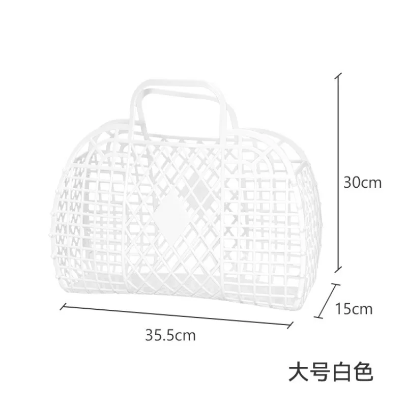 탈부착 가능한 샤워 바구니 플라스틱 목욕 젤리백 욕실용 속이 빈 세척 보관 바구니 쇼핑 홈 스토리지 여름 해변 핸드백 썸네일 5