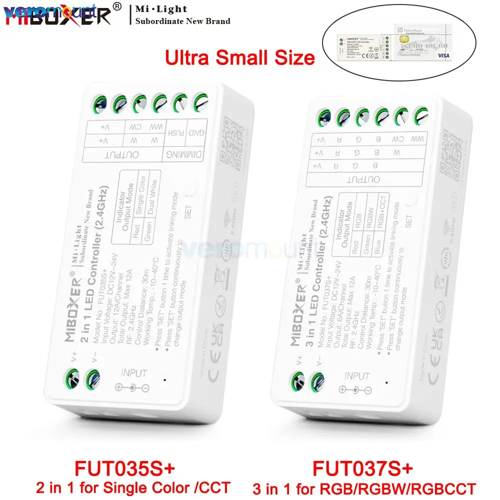 

MiBoxer FUT035S+ Single Color Dual White 2 in 1 FUT037S+ RGB RGBW RGBCCT 3 in 1 2.4G LED Strip APP remote Controller dimmer