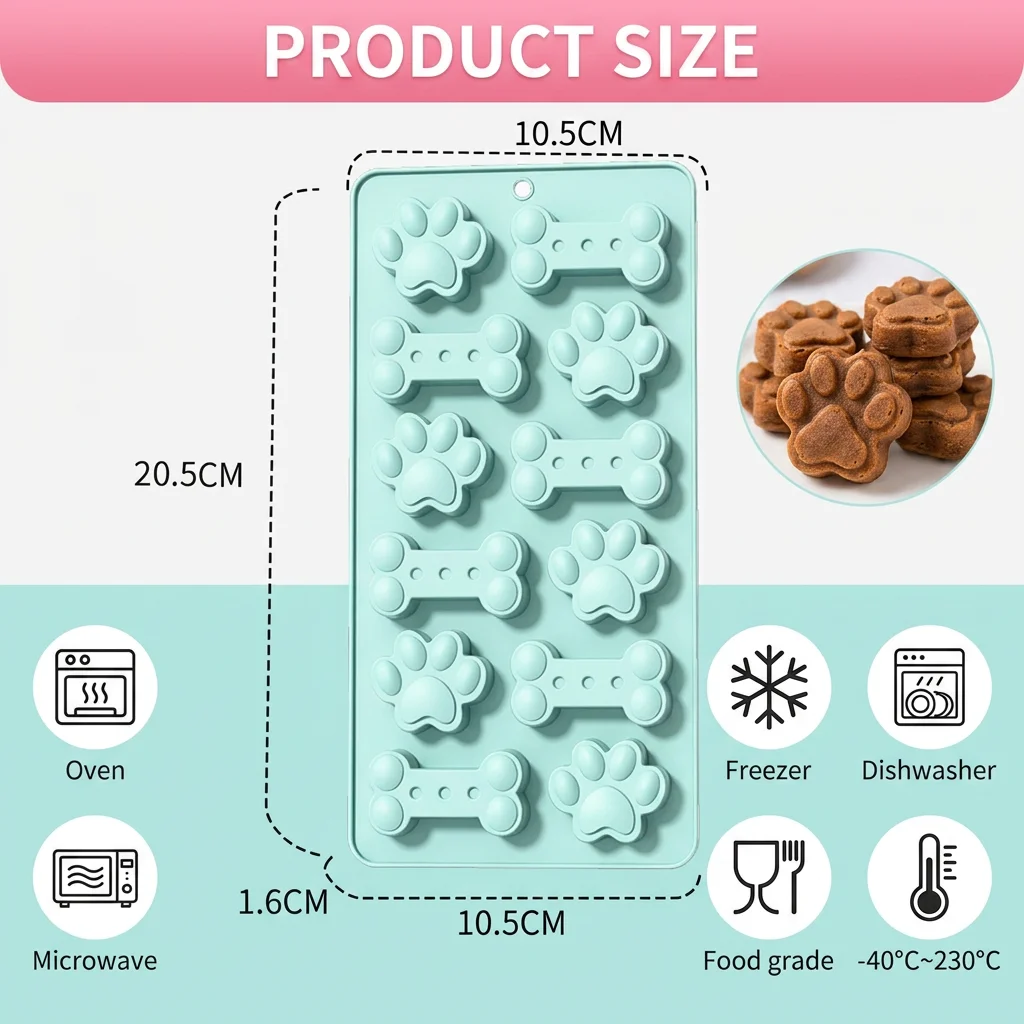 Cute Puppy Footprint Silicone Cake Mold For Candy Chocolate Fondant Reusable Bone Baking Mould Household DIY Kitchen Supplies