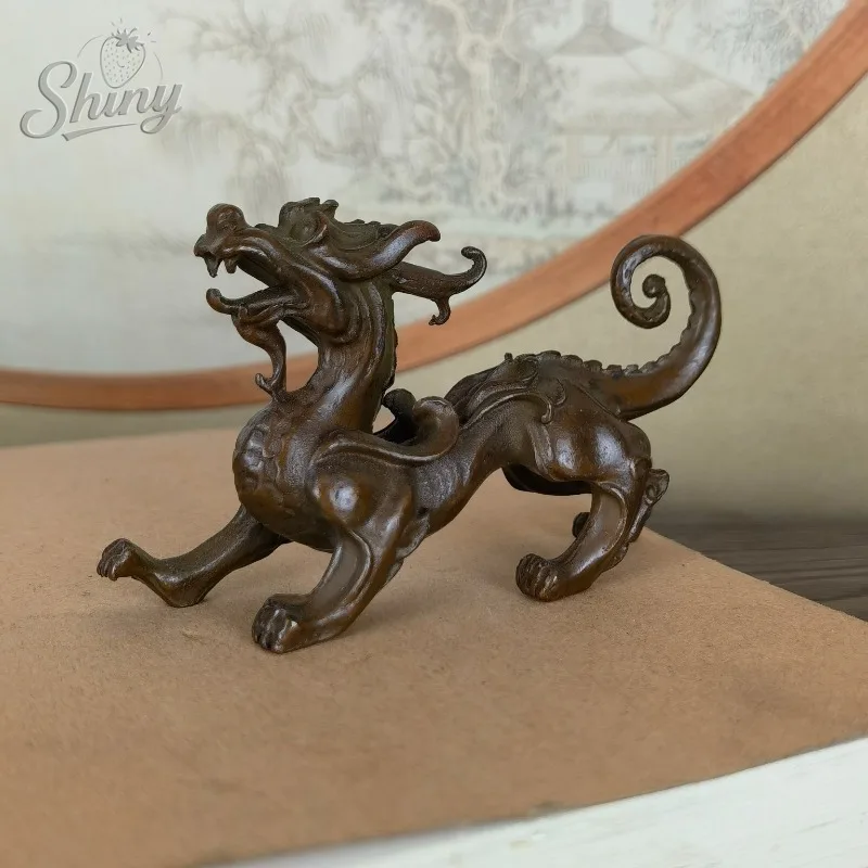 Antique Solid Copper Mythical Beast Paperweight Stationery Study Desk Ornament
