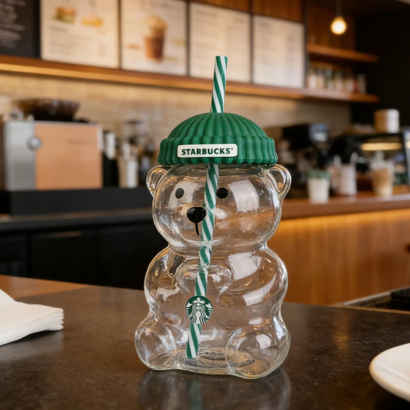 Starbucks Lovely Bear Clear Drinking Cup High Quality Transparent Material Easy Clean Daily Use Cup