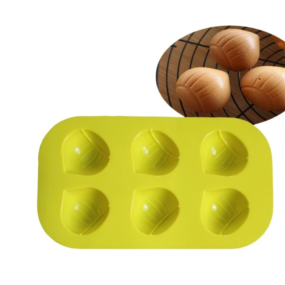

Hot Selling 6 Holes Silicone Chocolate Mold DIY Chestnut Shape Jelly Pudding Handmade Soap Mold Nut Series Kitchen Baking Tools