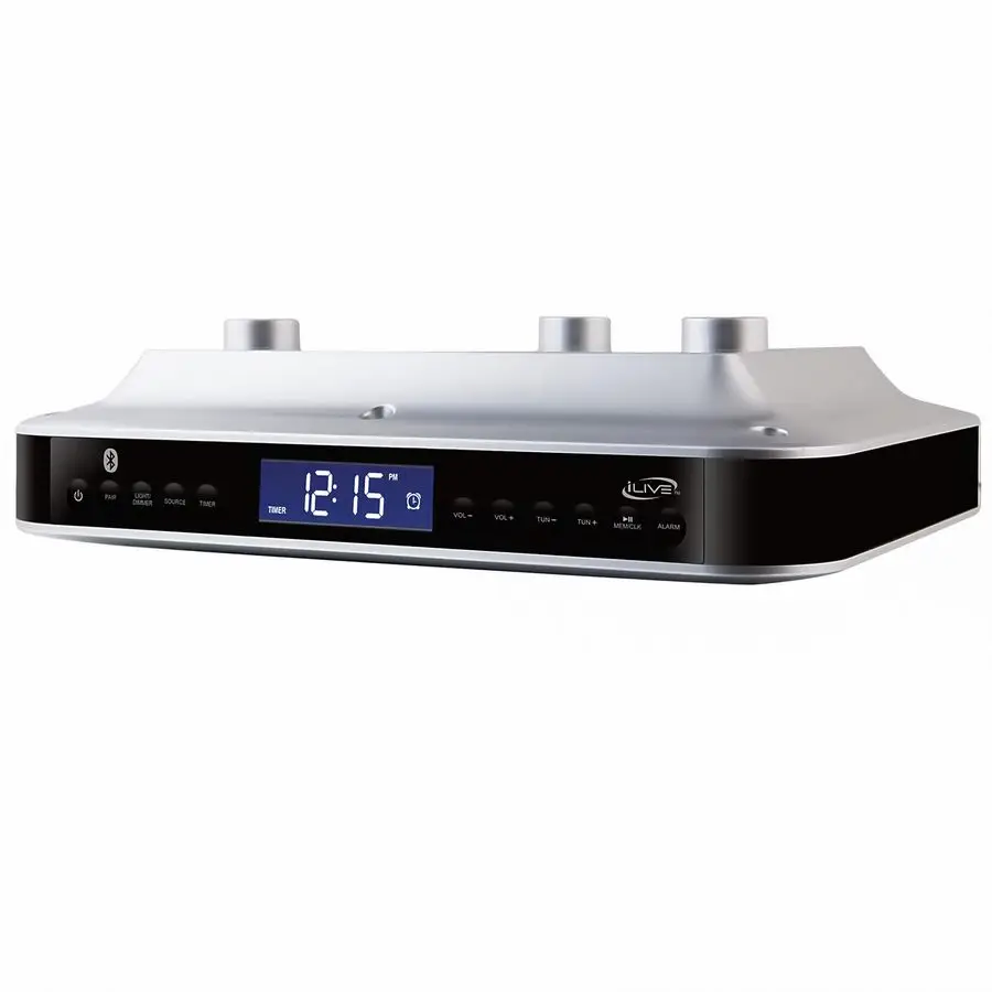 

Bluetooth FM-радио для установки под шкафчик на кухню, беспроводное стерео с встроенными часами и таймером, 20 FM-настройок, отрицательный ЖК-дисплей, радиус действия 60 футов.