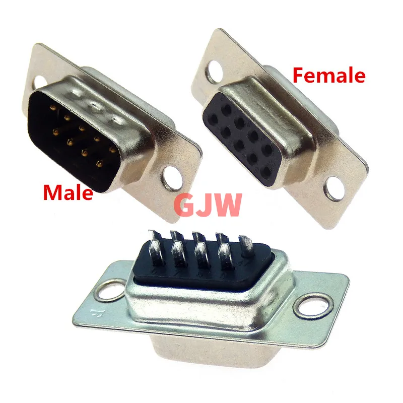 10PCS DB9 Female Male PCB Mount serial port Connector Solder Type D-Sub RS232 COM CONNECTORS 9pin socket 9p Adapter FOR PCB