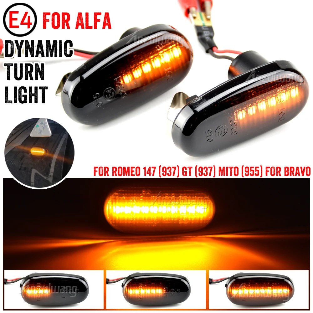 2Pcs LED Sequential Dynamic Side Mirror Turn Signal Blinker Lamp For Alfa Romeo 147 937 MiTo 955 Car Light Accessories