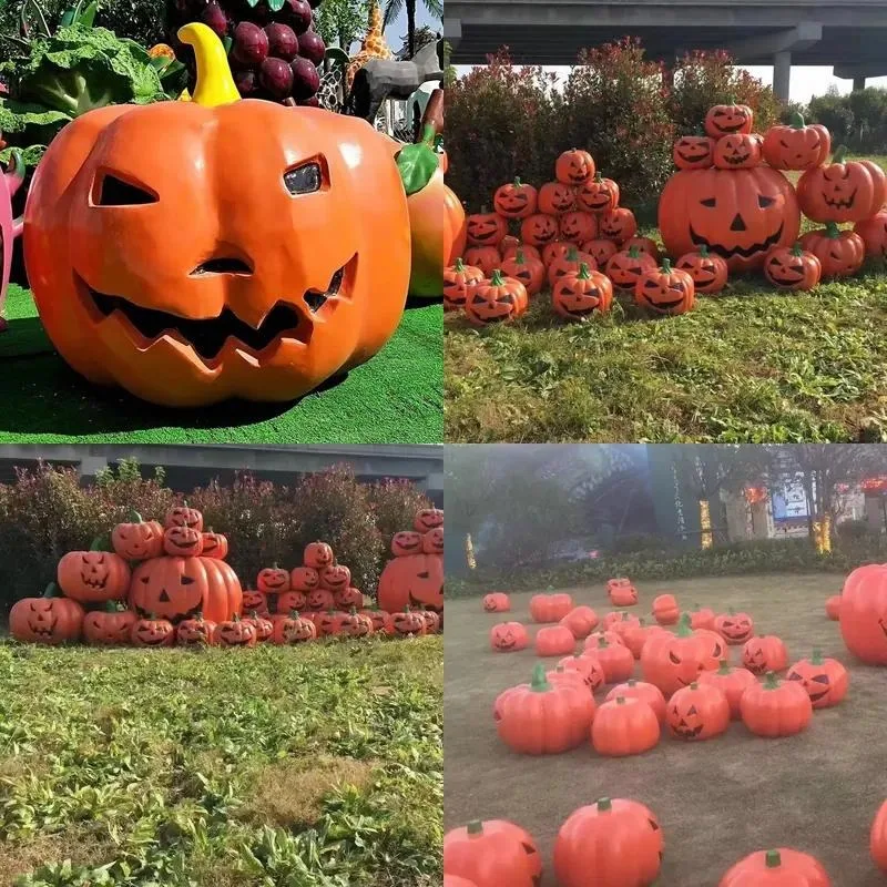Durable Fiberglass Pumpkin Lantern Sculpture Custom Designed for Halloween Outdoor Decorations and Shopping Malls
