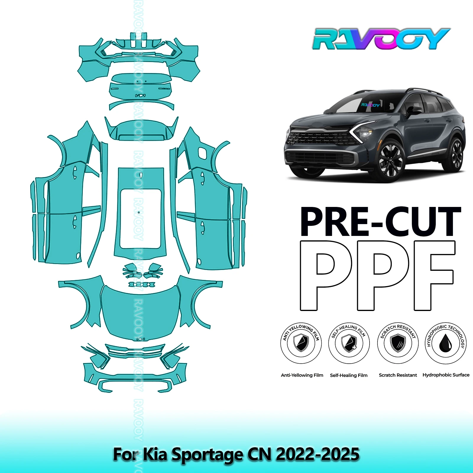 

8.5Mil Full Vehicle Precut PPF Paint Protection Film For Kia Sportage CN 2022-2025