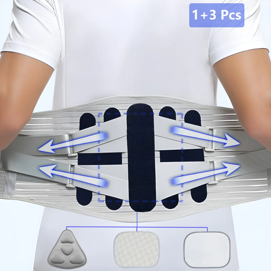 

Пояс-корсет для поясницы, эргономичный дизайн, поясничный бандаж с 3 подушечками, для ухода при повреждениях поясничного отдела позвоночника, грыже межпозвоночного диска, ишиасе