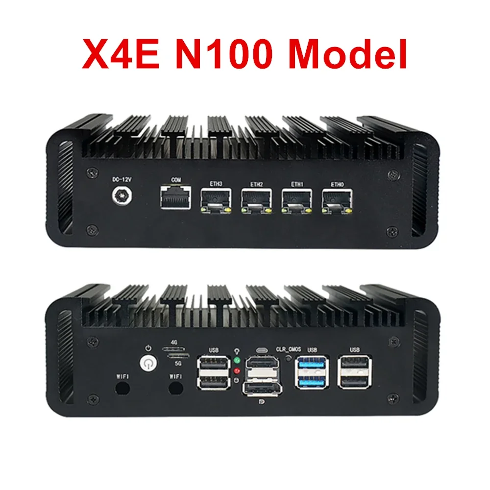 N100 Mini PC Home Firewall Apparaat Fanless Celeron J4125 N6000 N4000 4G/3G SIM slot Mini PC Pfsense Router 4 LAN Computer