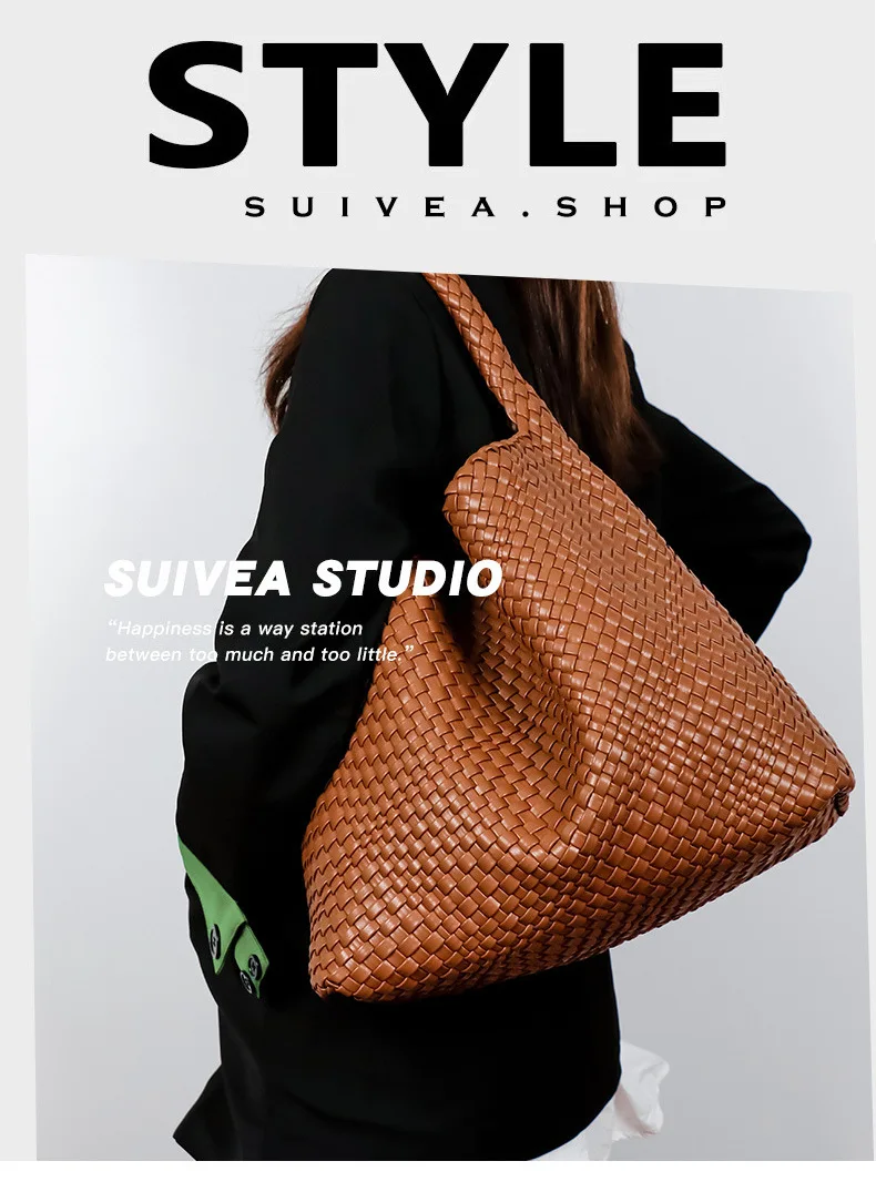 Chic Large Capacity Weave Tote Bag Soft Leather Intrecciato Handbag Shoulder Bags for Women's Fashion Work Travel Daily Outings